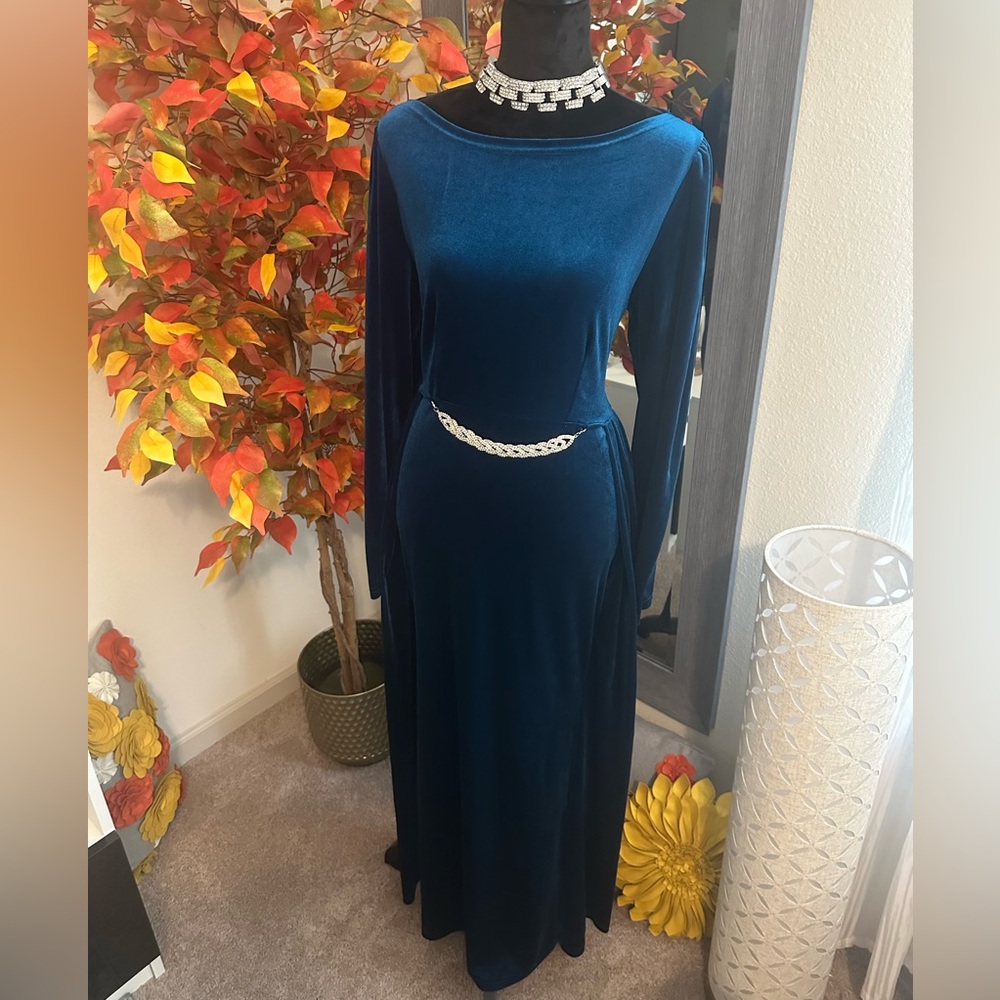 Velvet Turquoise Maxi Dress